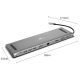 Adapteris USB C → HDMI, USB 3.0, USB C, VGA, RJ45 Maclean MCTV-850